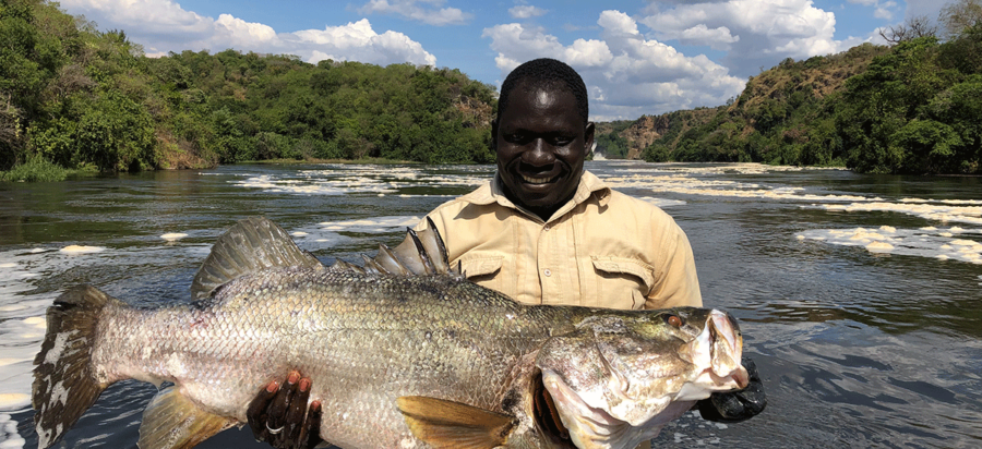 Nile perch fishing in the Nile River from Murchison Falls NP